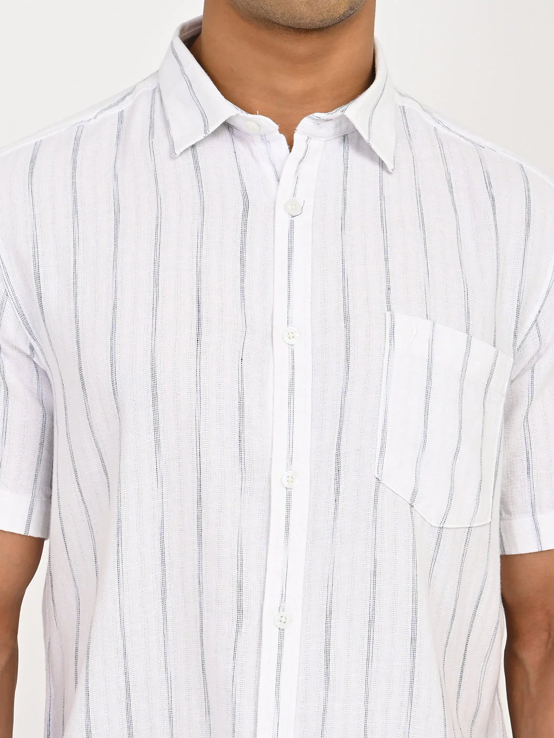 Men's Striped Half Sleeves Cotton Shirt - Image 5
