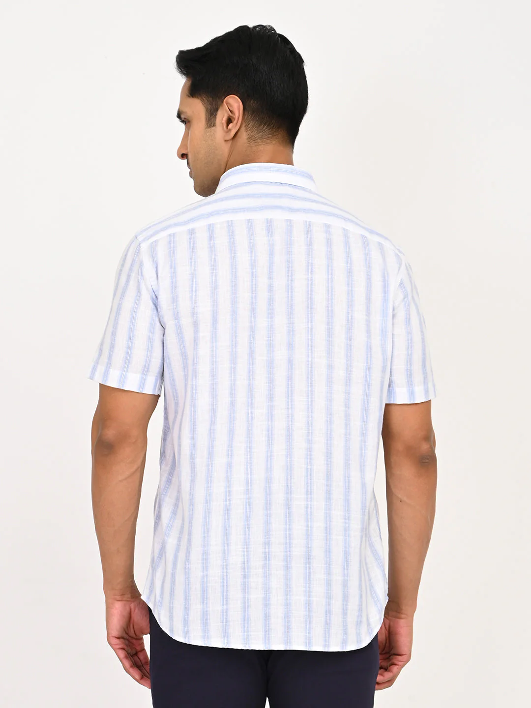 Men's Striped Half Sleeves Polyester Blend Shirt - Image 10
