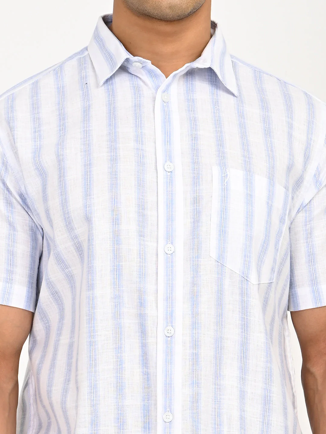 Men's Striped Half Sleeves Polyester Blend Shirt - Image 11