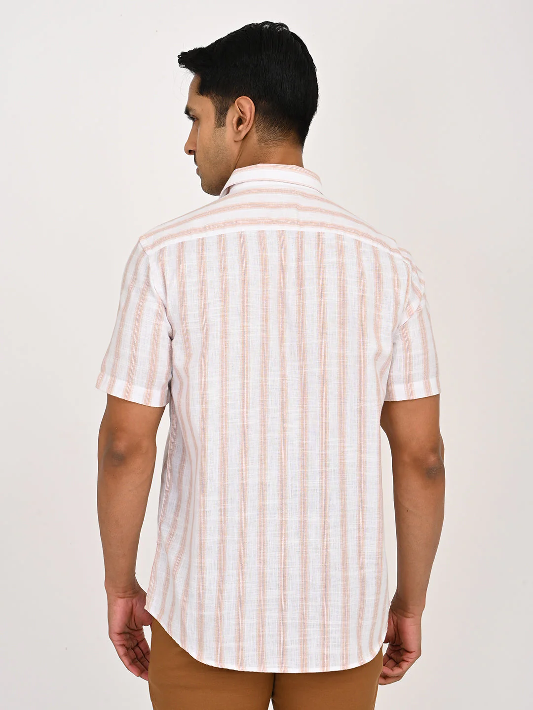 Men's Striped Half Sleeves Polyester Blend Shirt - Image 4