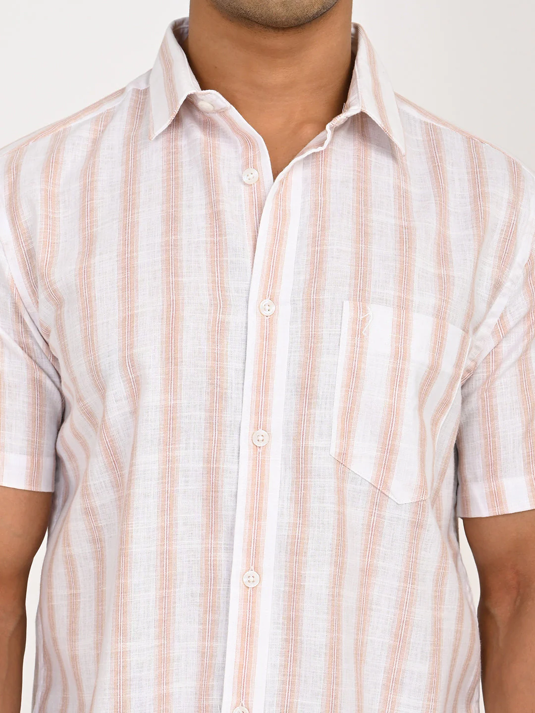 Men's Striped Half Sleeves Polyester Blend Shirt - Image 5