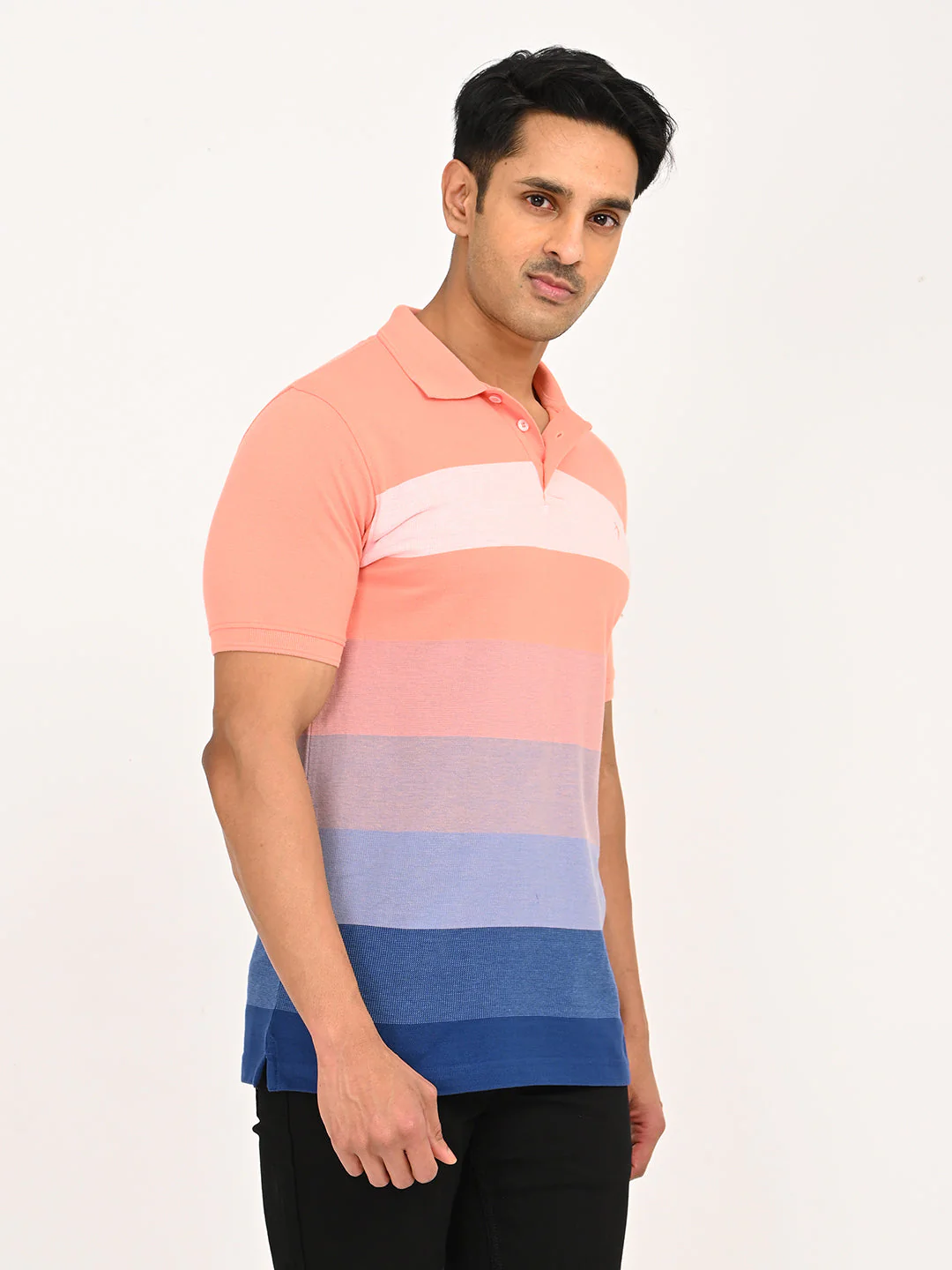 Men's Striped Polo T-Shirt - Image 3