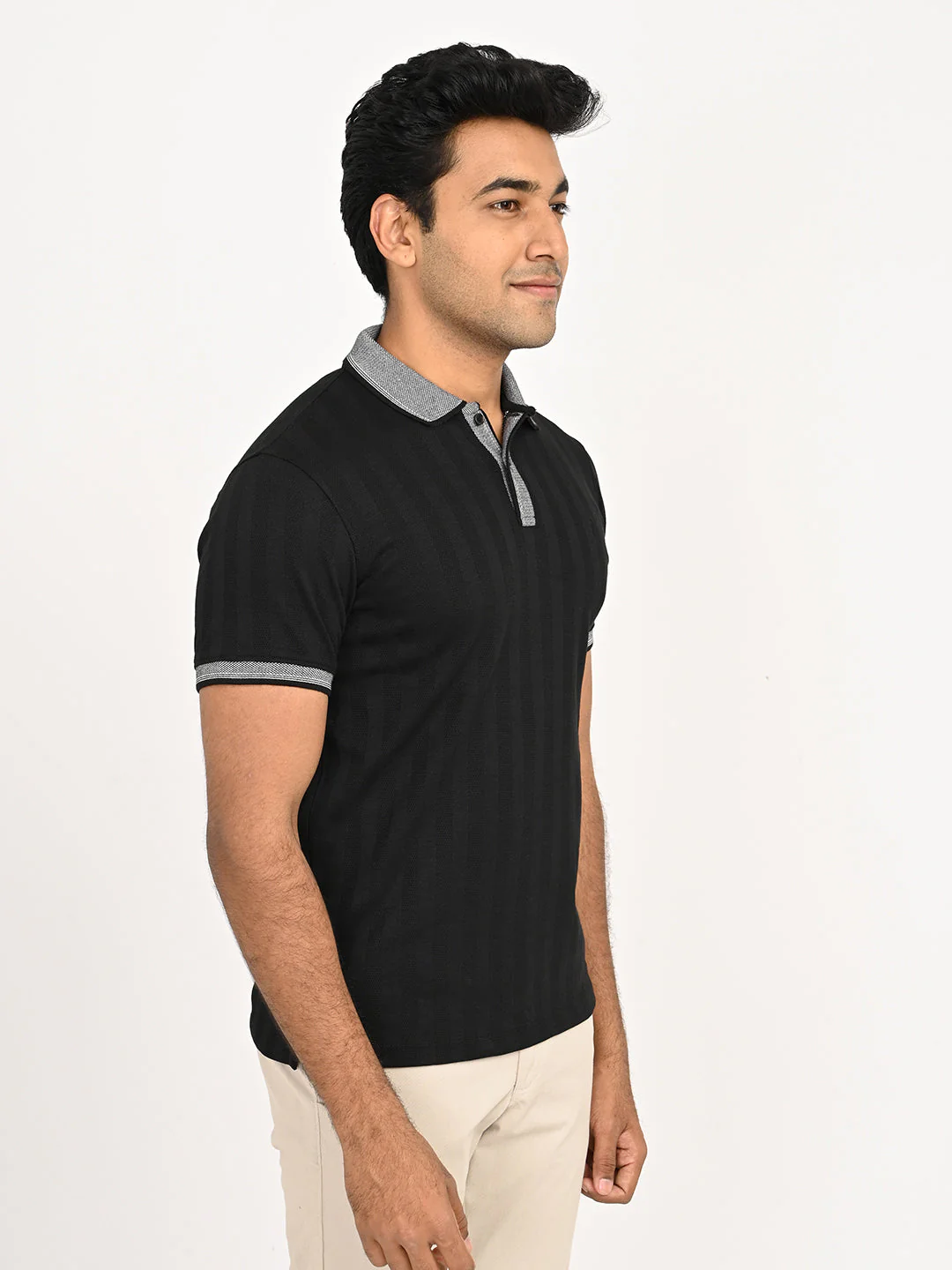 Men's Striped Polo T-Shirt - Image 3