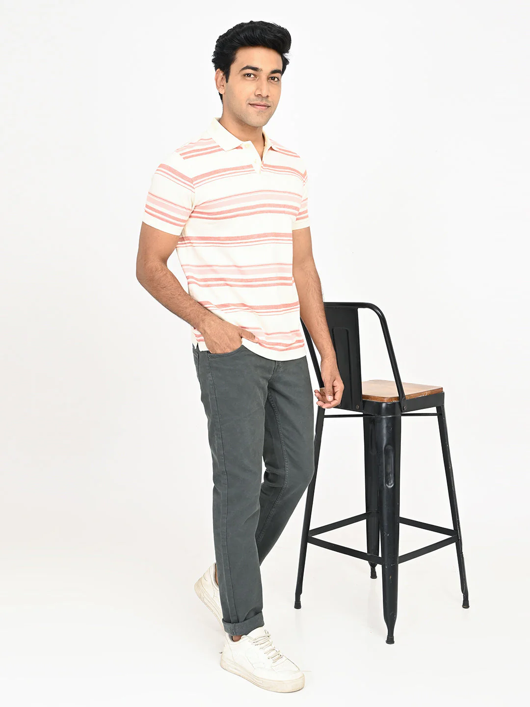 Men's Striped Polo T-Shirt - Image 12