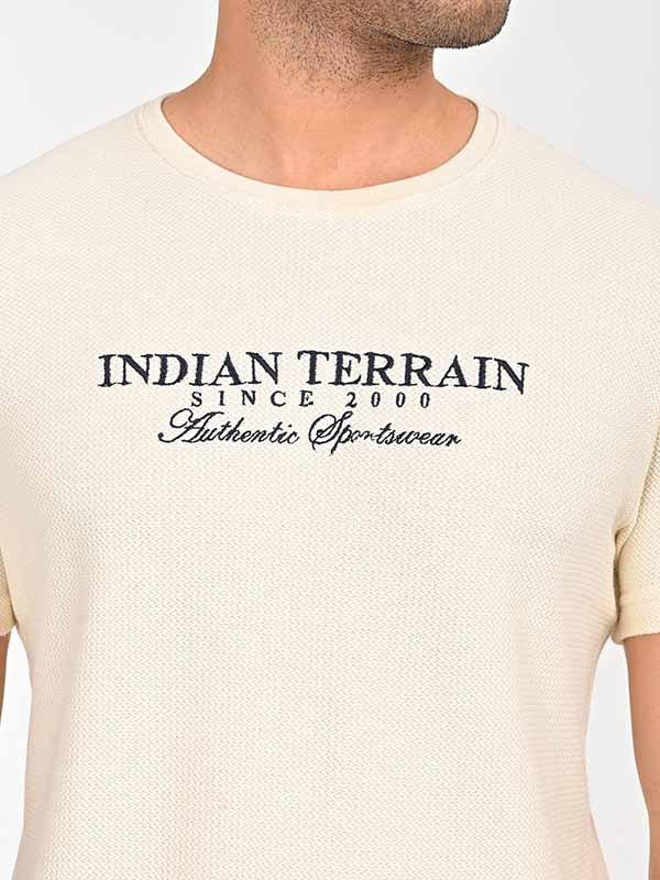 Men's Textured Embroidered Graphic Crew Neck T-Shirt - Image 3