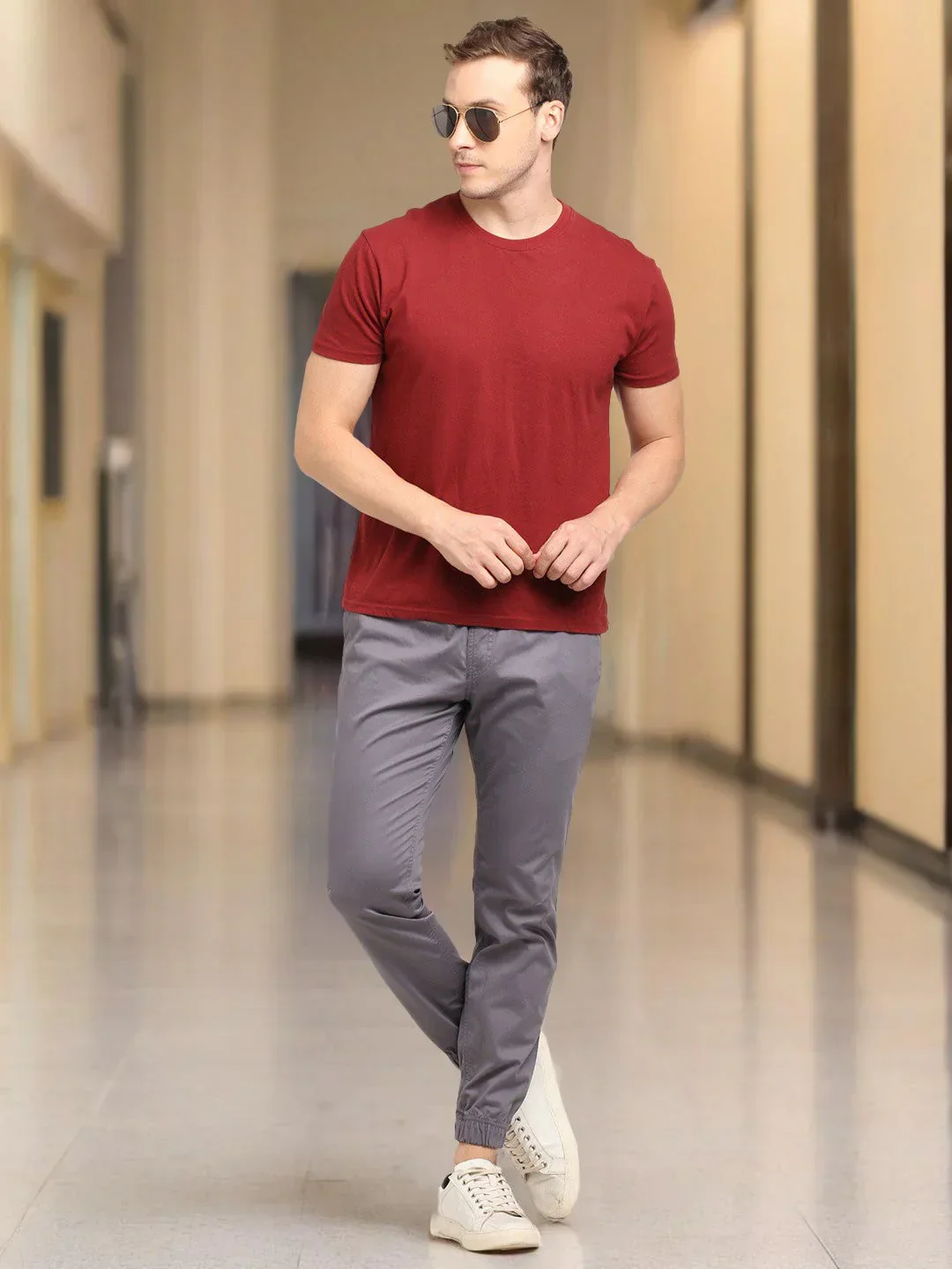 Men's Urban Fit Cotton Stretch Trousers - Image 8