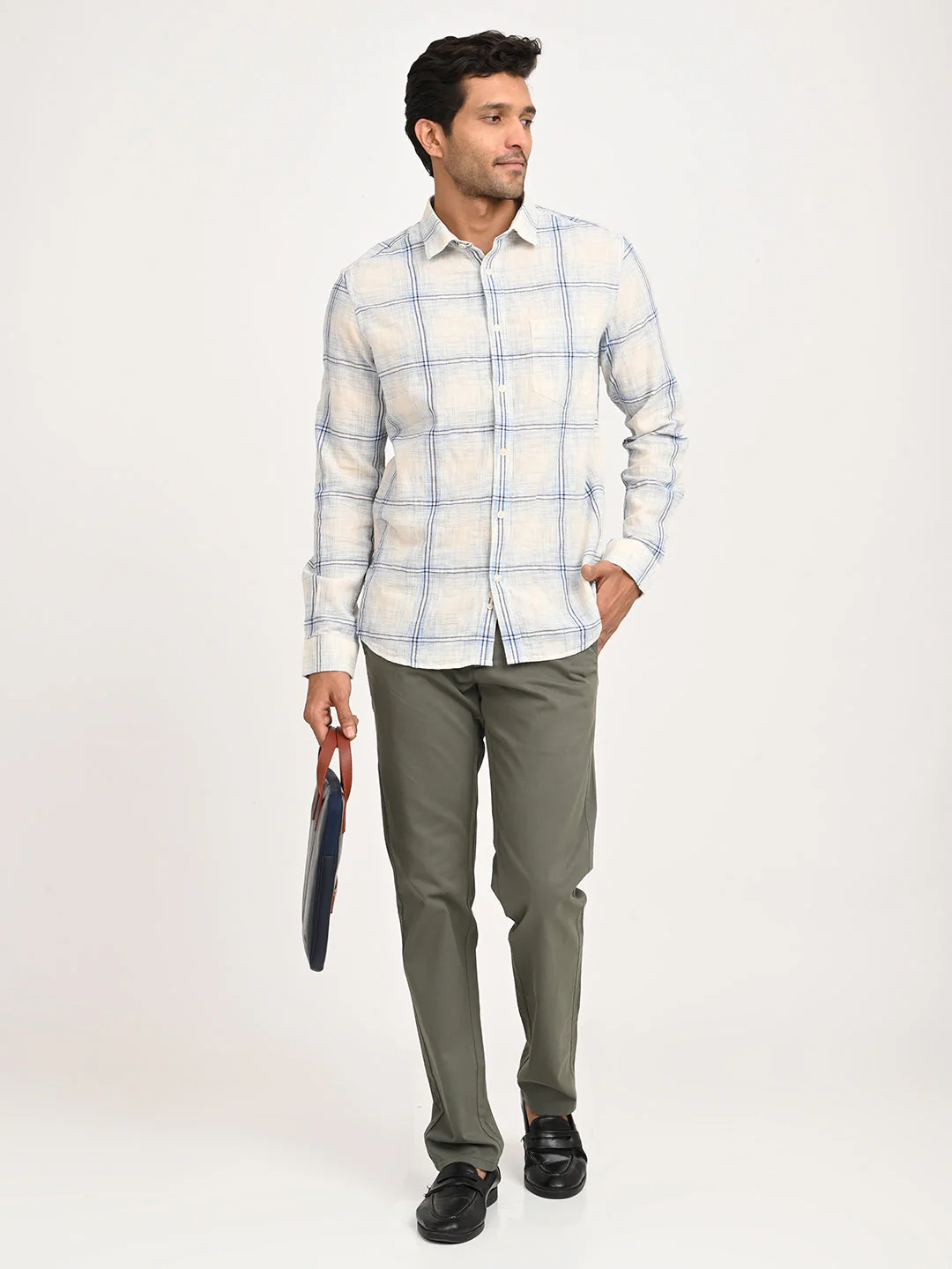 Men's Check Full Sleeve Cotton Blend Shirt - Image 6
