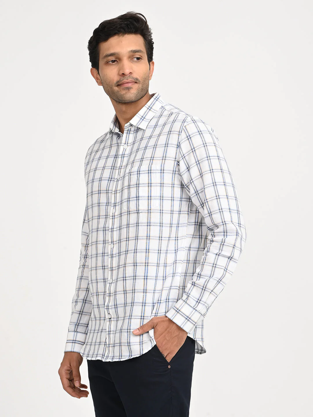 Men's Check Full Sleeve Cotton Blend Shirt - Image 2