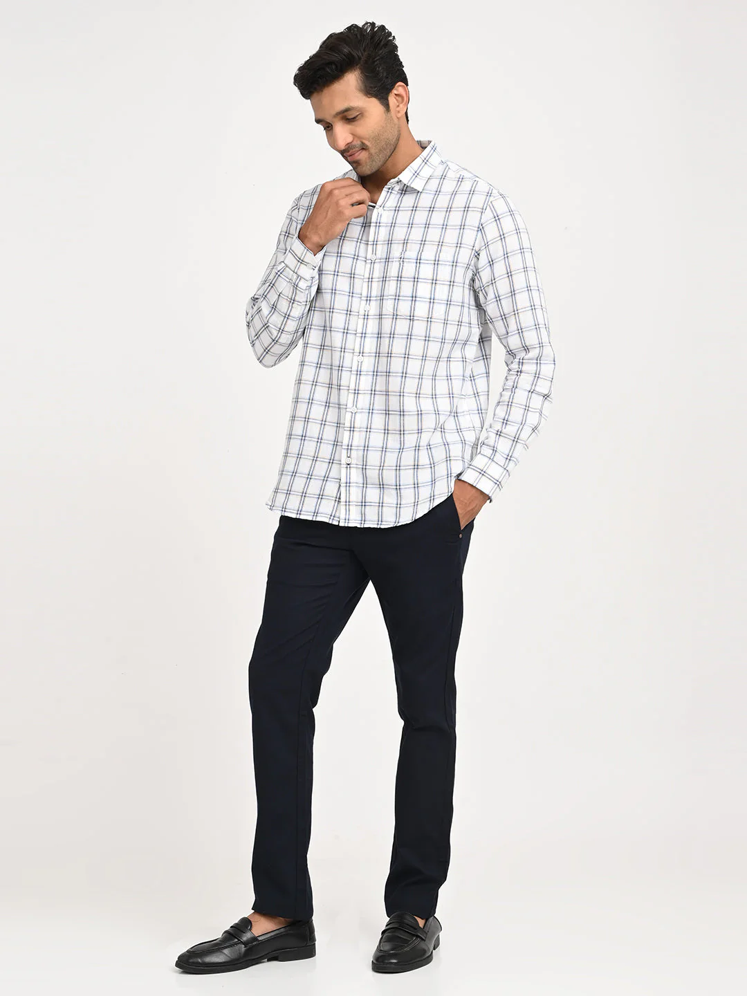 Men's Check Full Sleeve Cotton Blend Shirt - Image 6