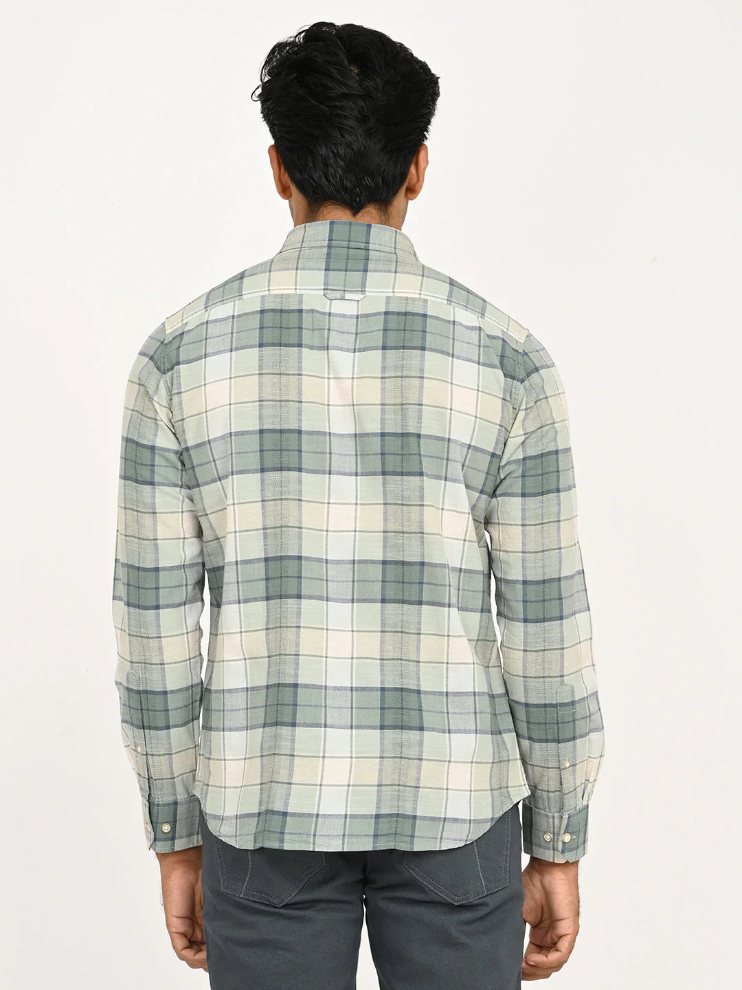 Men's Check Full Sleeve Cotton Linen Shirt - Image 4
