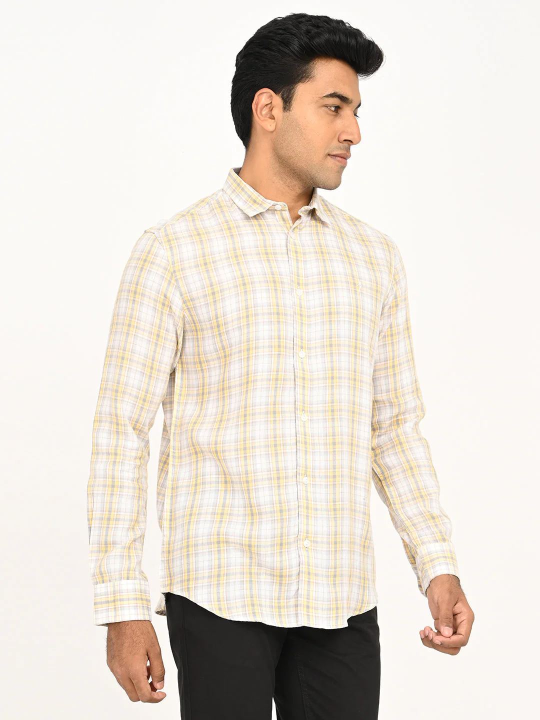 Men's Check Full Sleeve Tencel Blend Shirt - Image 3