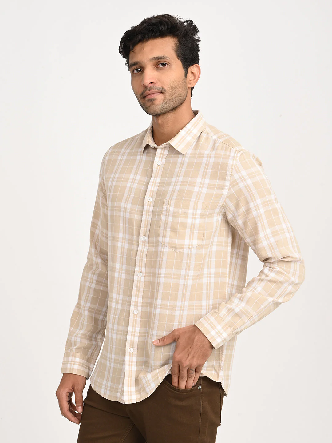 Men's Check Full Sleeve Tencel Blend Shirt - Image 2