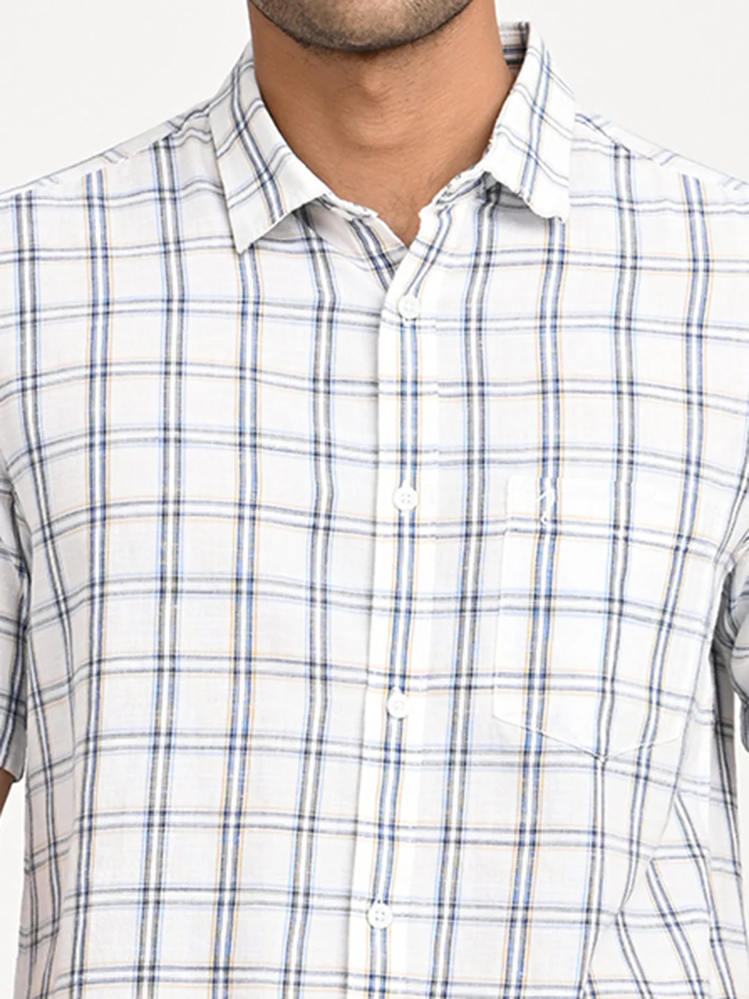 Men's Check Half Sleeve Cotton Blend Shirt - Image 5