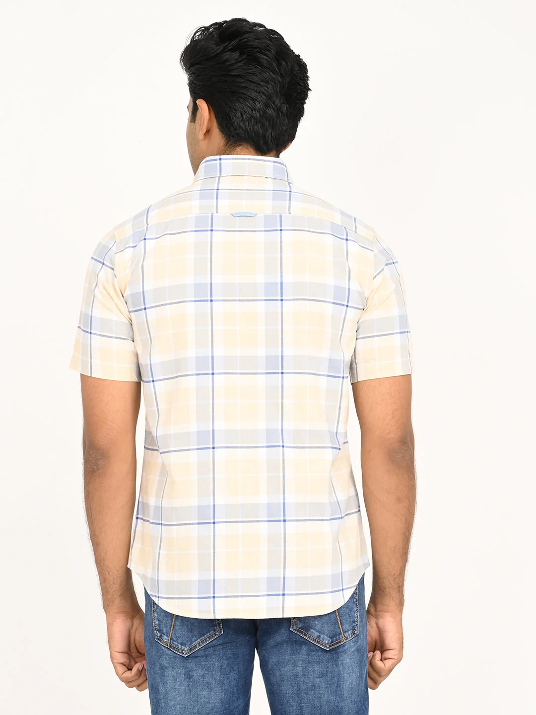Men's Check Half Sleeve Cotton Shirt - Image 4