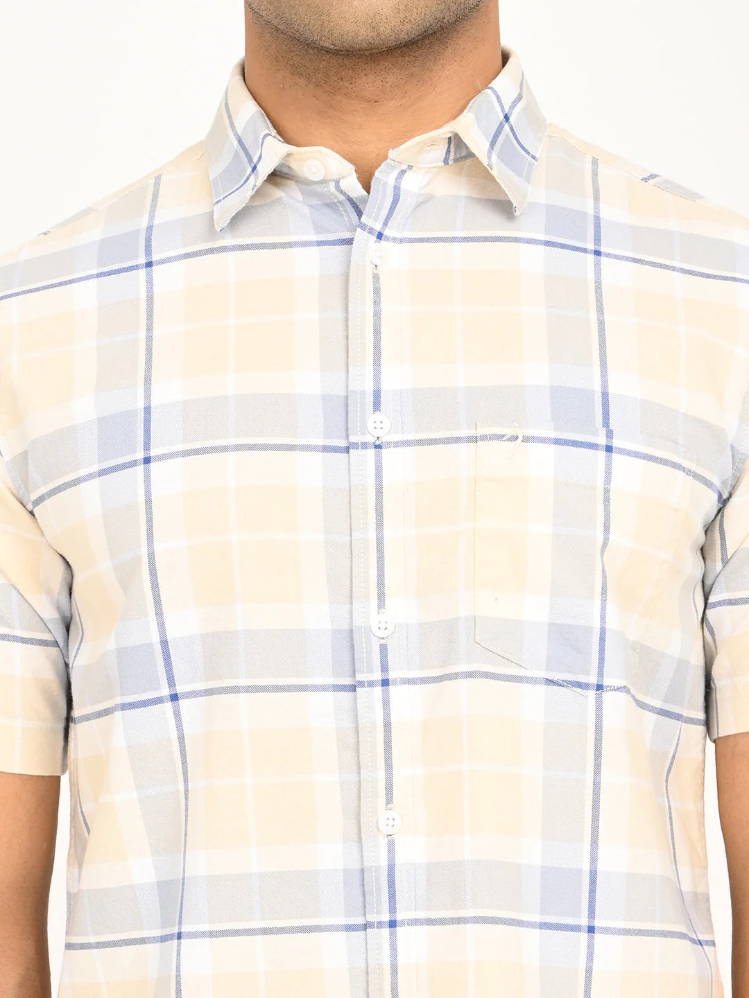 Men's Check Half Sleeve Cotton Shirt - Image 5