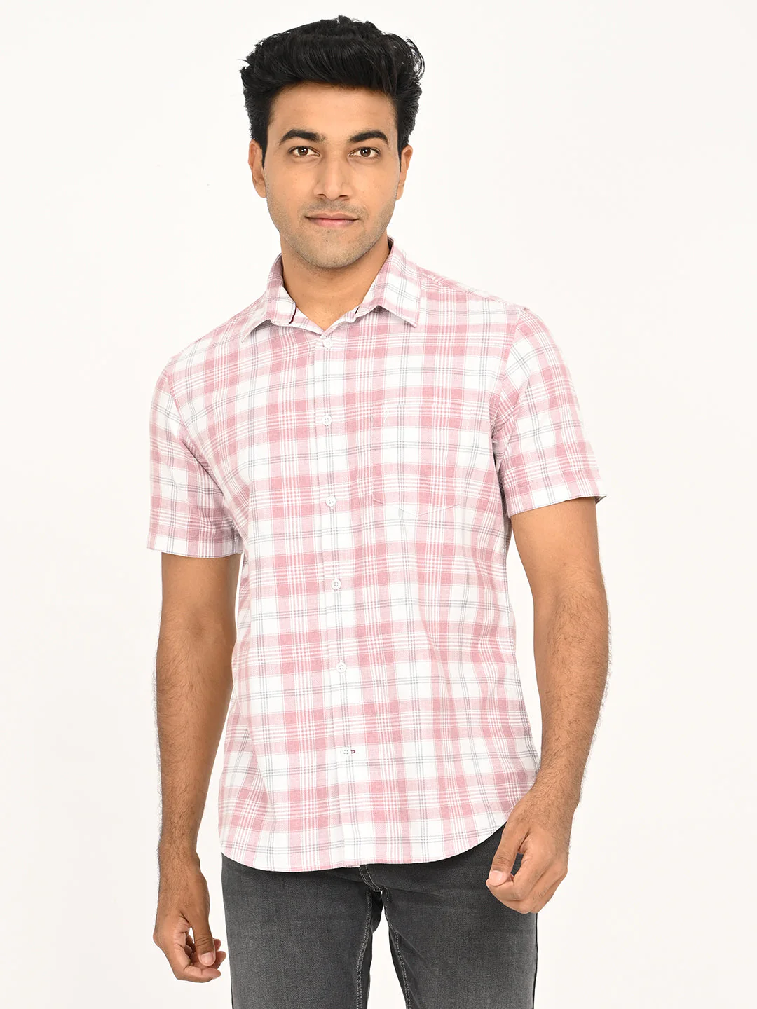 Men's Check Half Sleeve Cotton Shirt