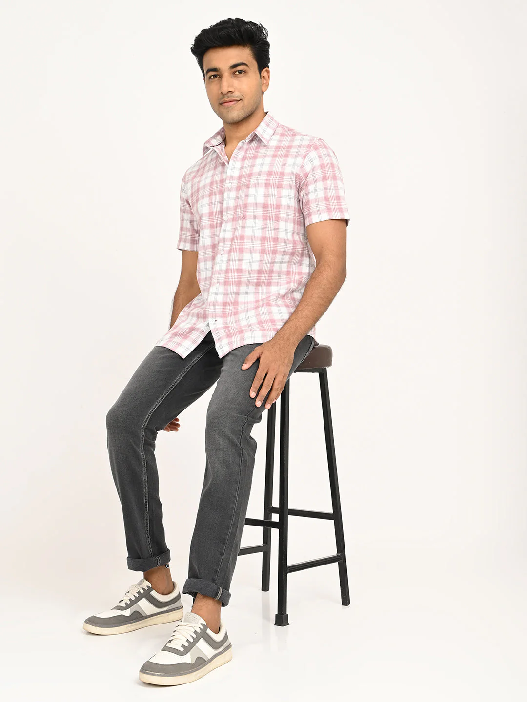 Men's Check Half Sleeve Cotton Shirt - Image 6