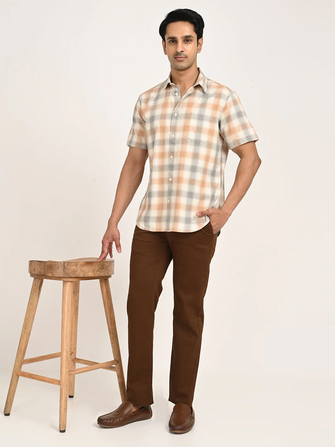 Men's Check Half Sleeve Cotton Shirt - Image 12