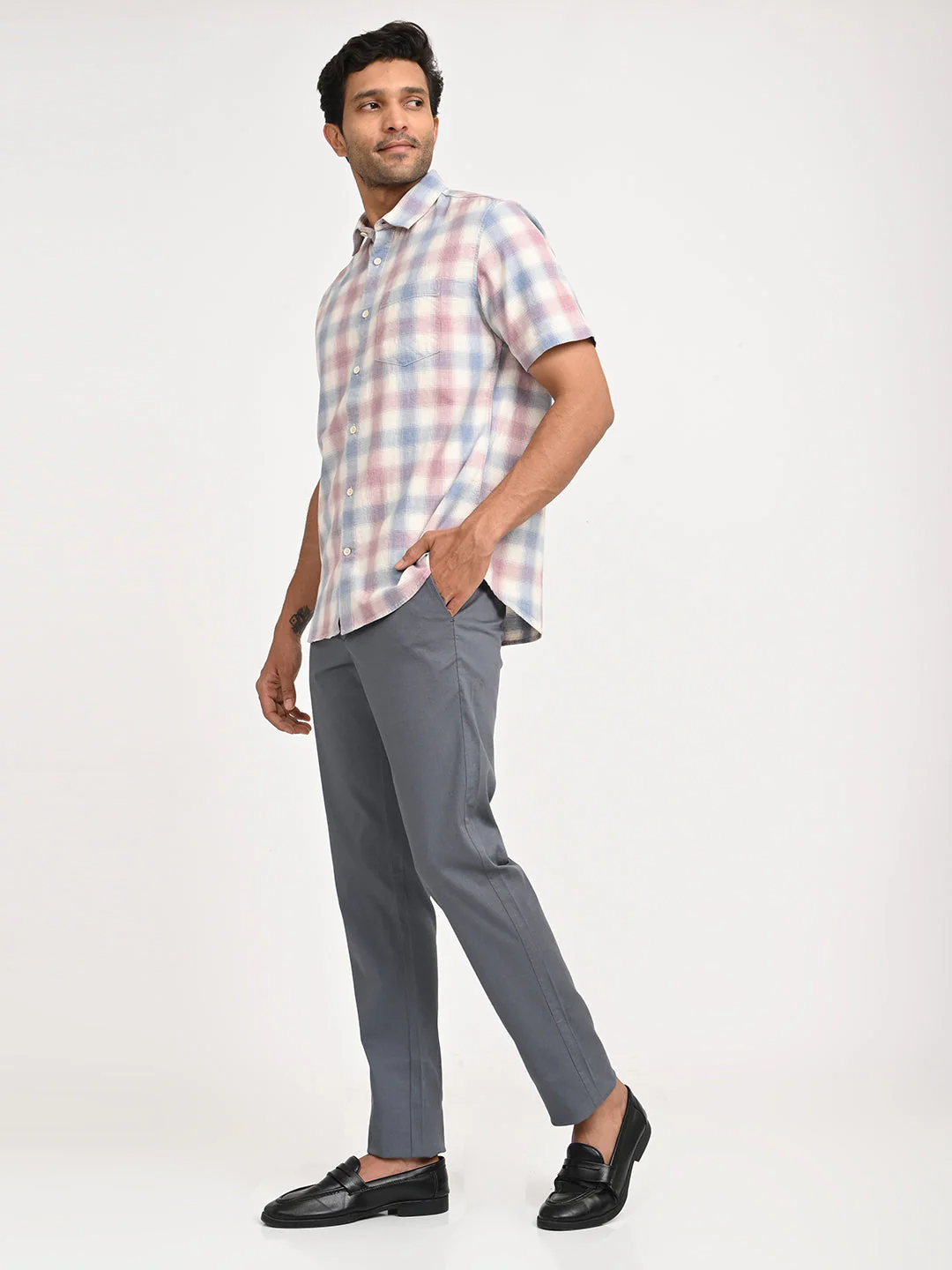Men's Check Half Sleeve Cotton Shirt - Image 6