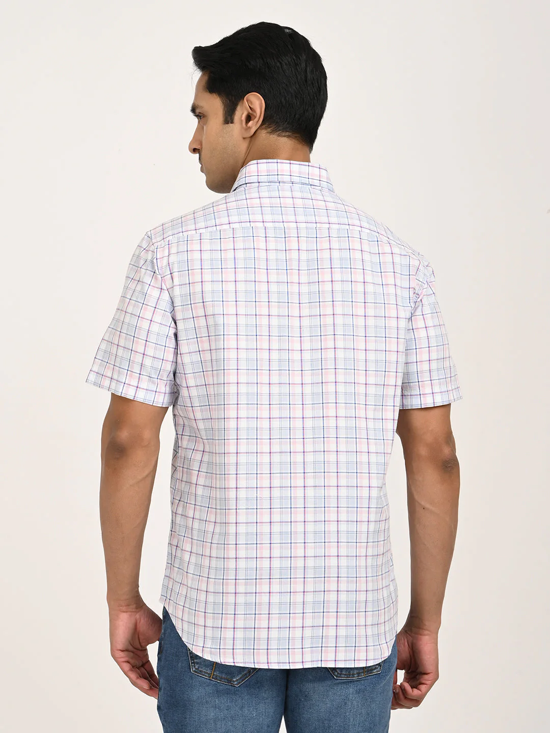 Men's Check Half Sleeve Cotton Shirt - Image 4