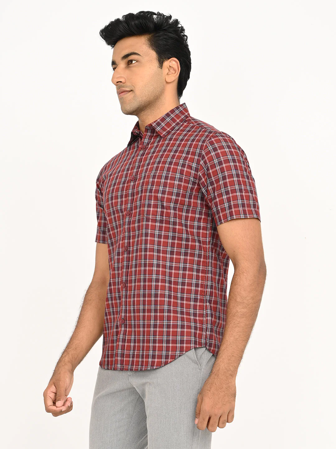 Men's Check Half Sleeve Cotton Shirt - Image 2