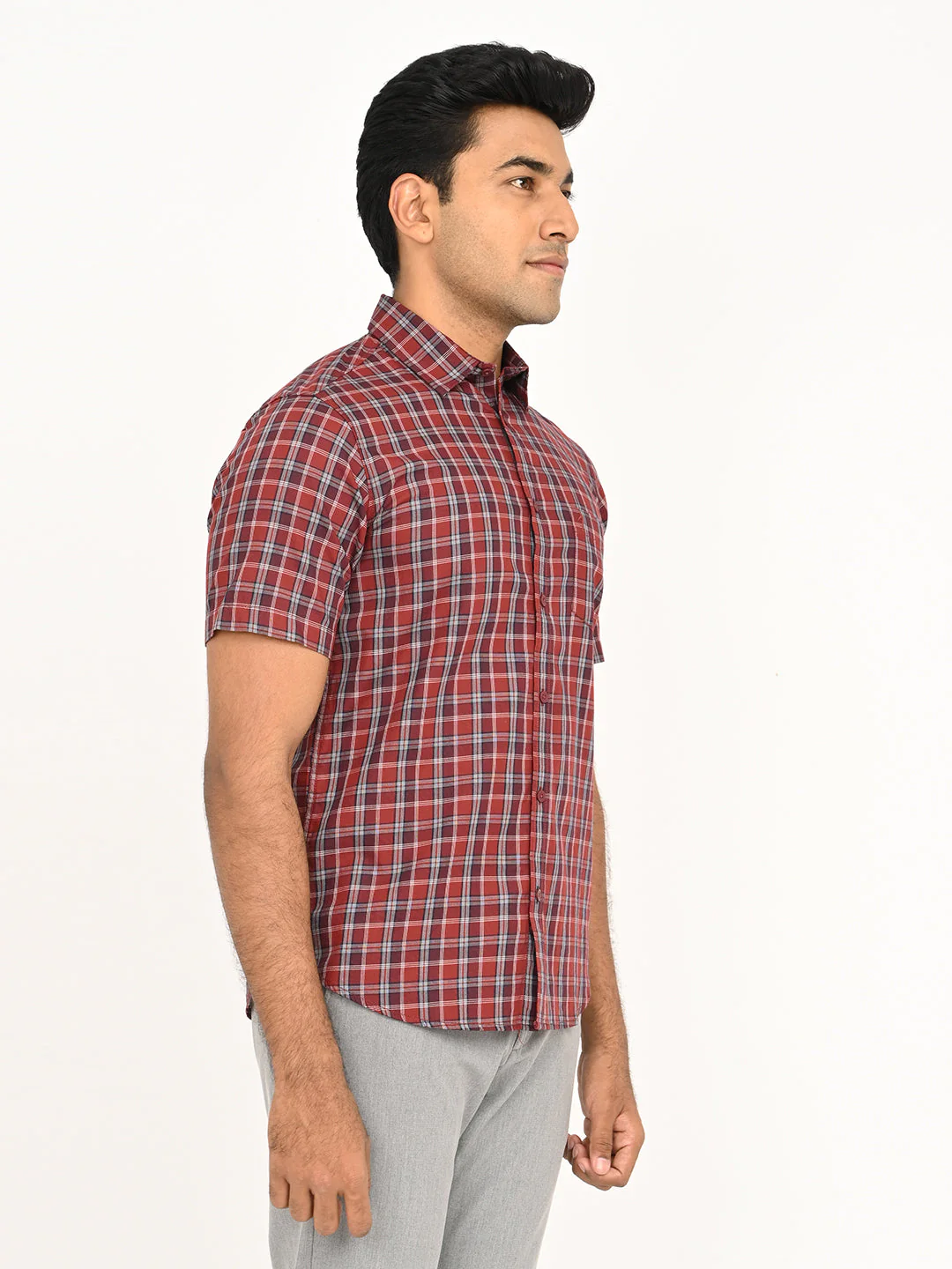 Men's Check Half Sleeve Cotton Shirt - Image 3