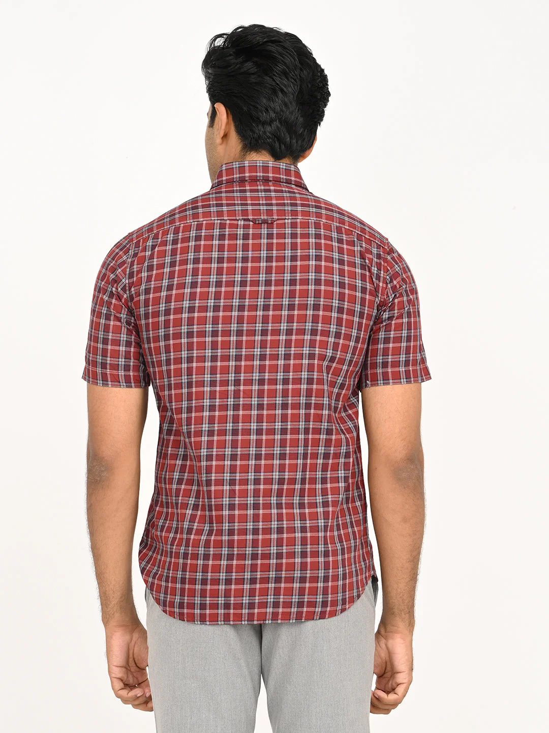 Men's Check Half Sleeve Cotton Shirt - Image 4