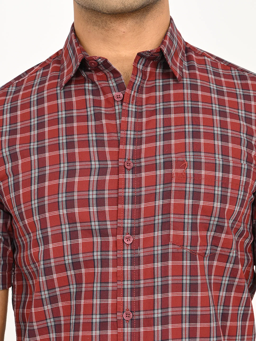 Men's Check Half Sleeve Cotton Shirt - Image 5