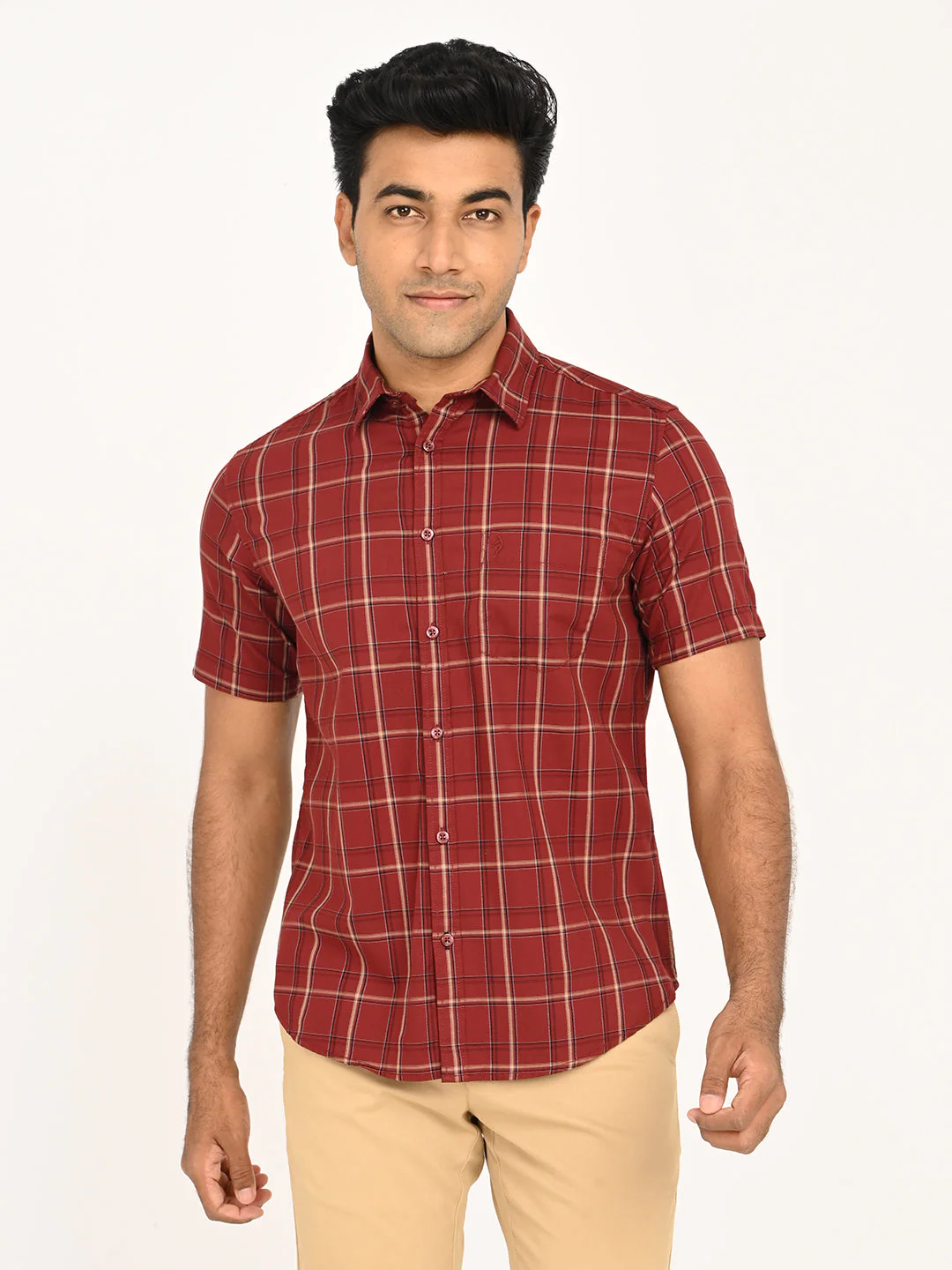 Men's Check Half Sleeve Cotton Shirt