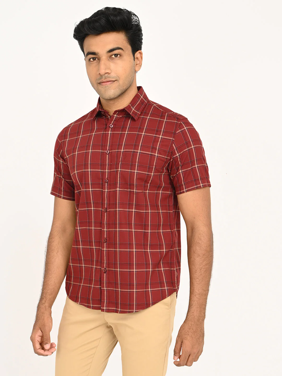 Men's Check Half Sleeve Cotton Shirt - Image 2