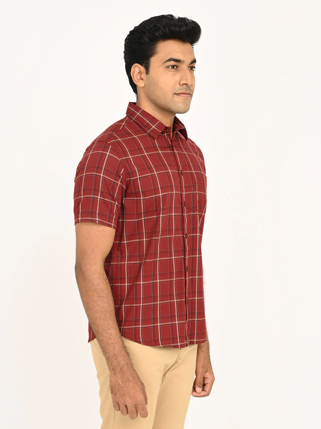 Men's Check Half Sleeve Cotton Shirt - Image 3