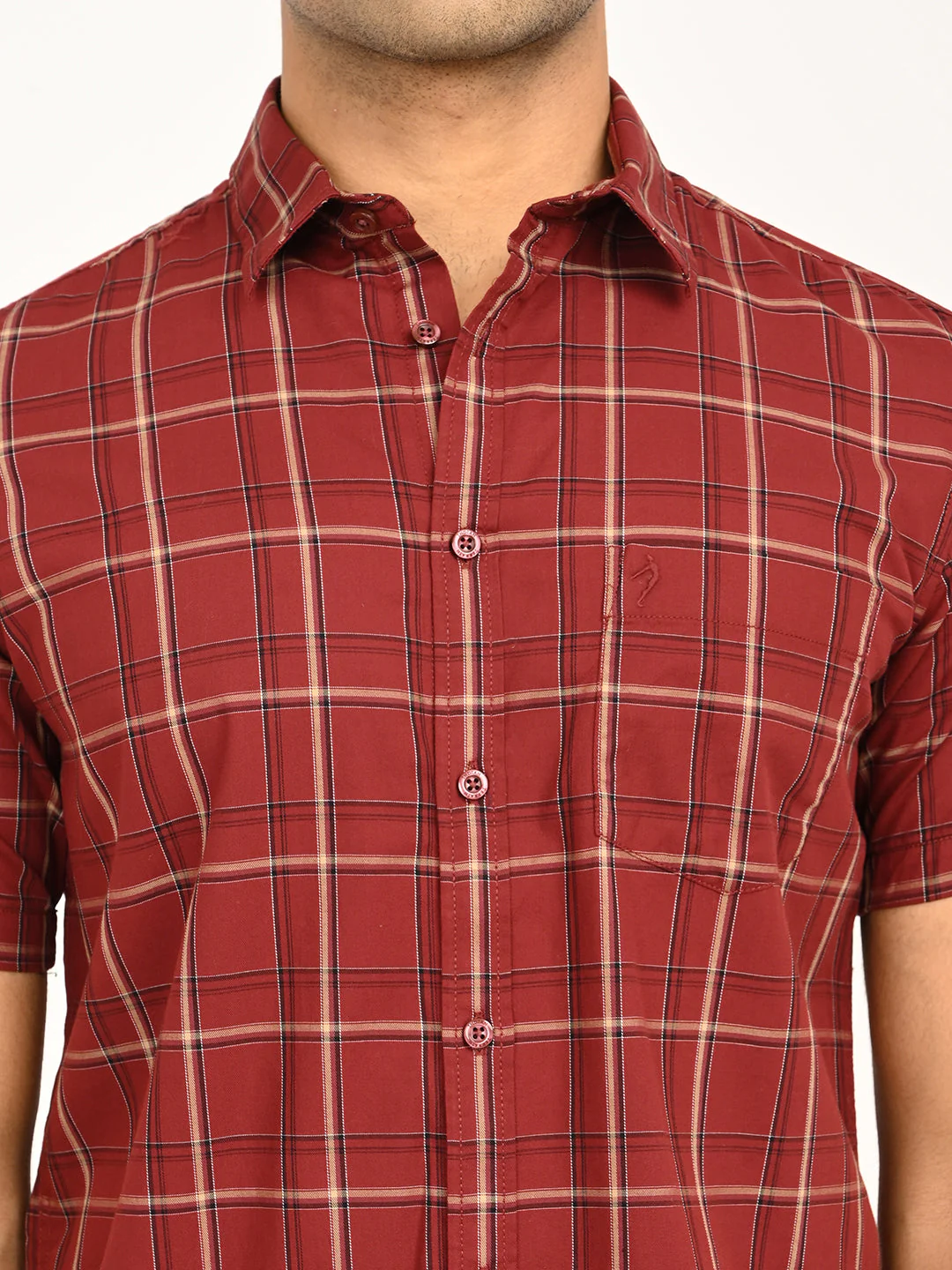Men's Check Half Sleeve Cotton Shirt - Image 5