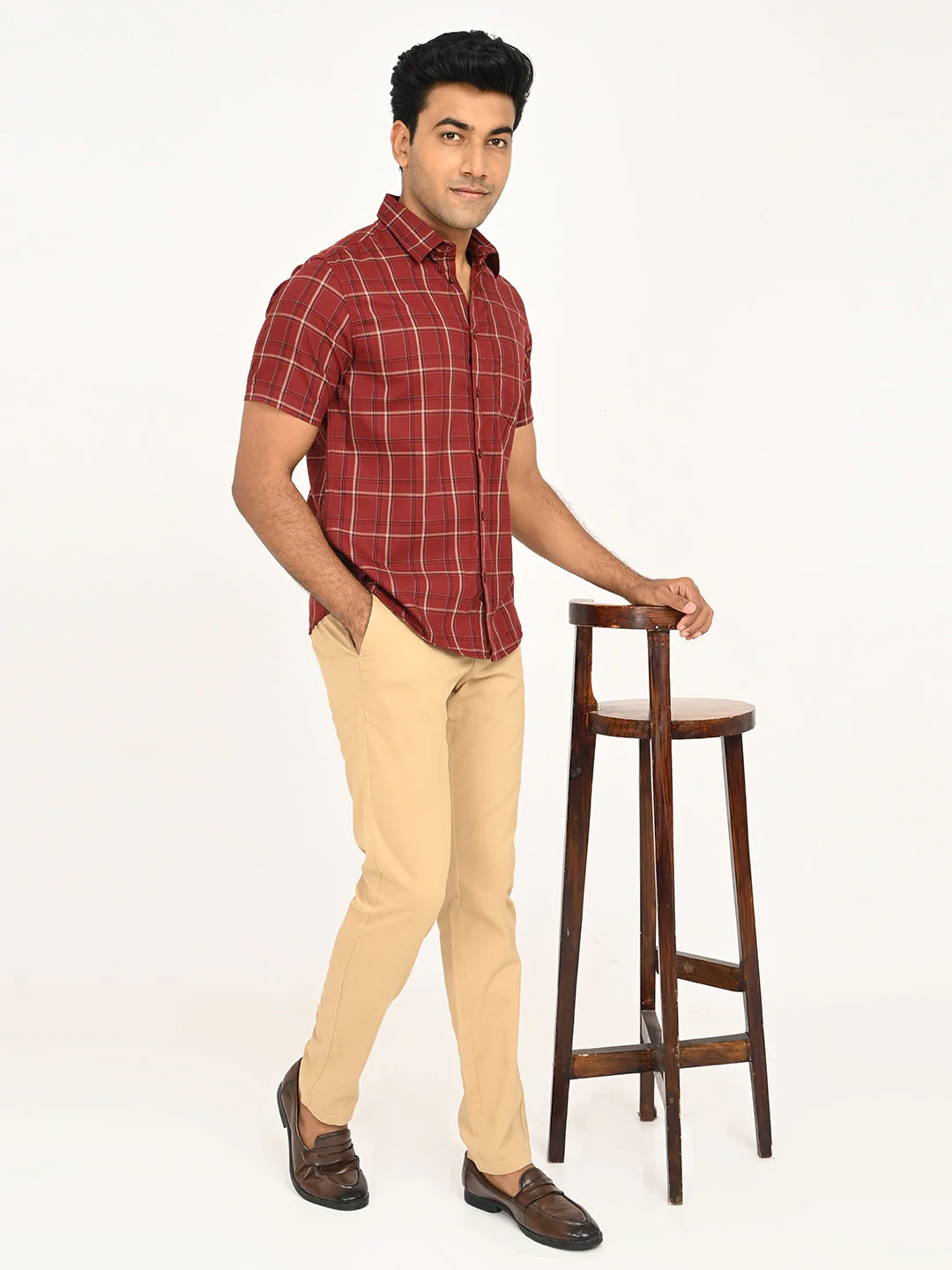 Men's Check Half Sleeve Cotton Shirt - Image 6