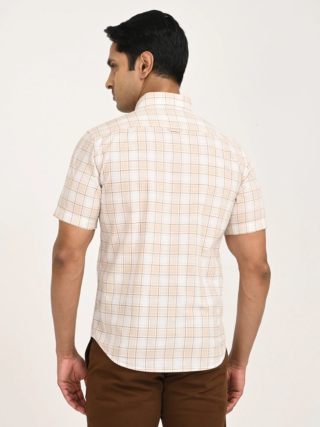 Men's Check Half Sleeve Cotton Shirt - Image 4