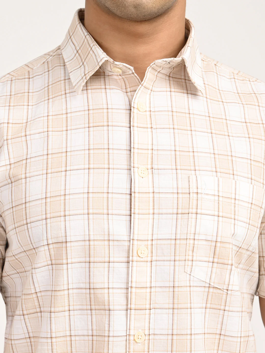 Men's Check Half Sleeve Cotton Shirt - Image 5