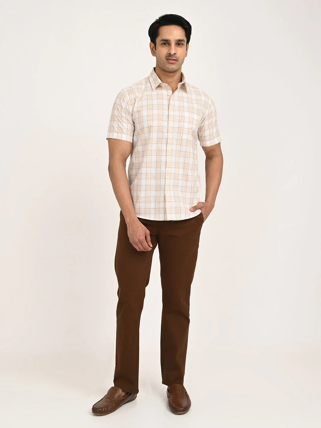 Men's Check Half Sleeve Cotton Shirt - Image 6