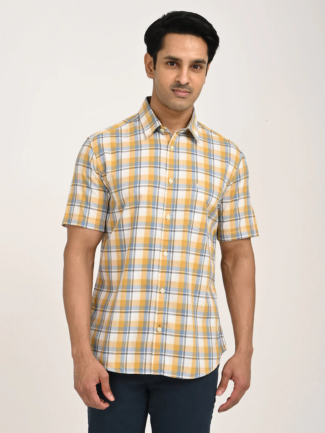 Men's Check Half Sleeve Cotton Shirt