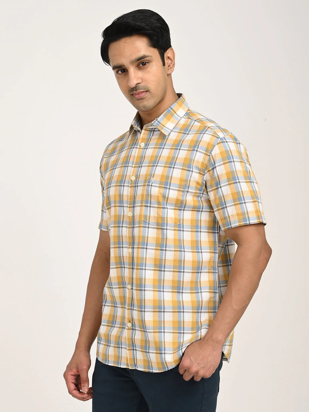 Men's Check Half Sleeve Cotton Shirt - Image 2