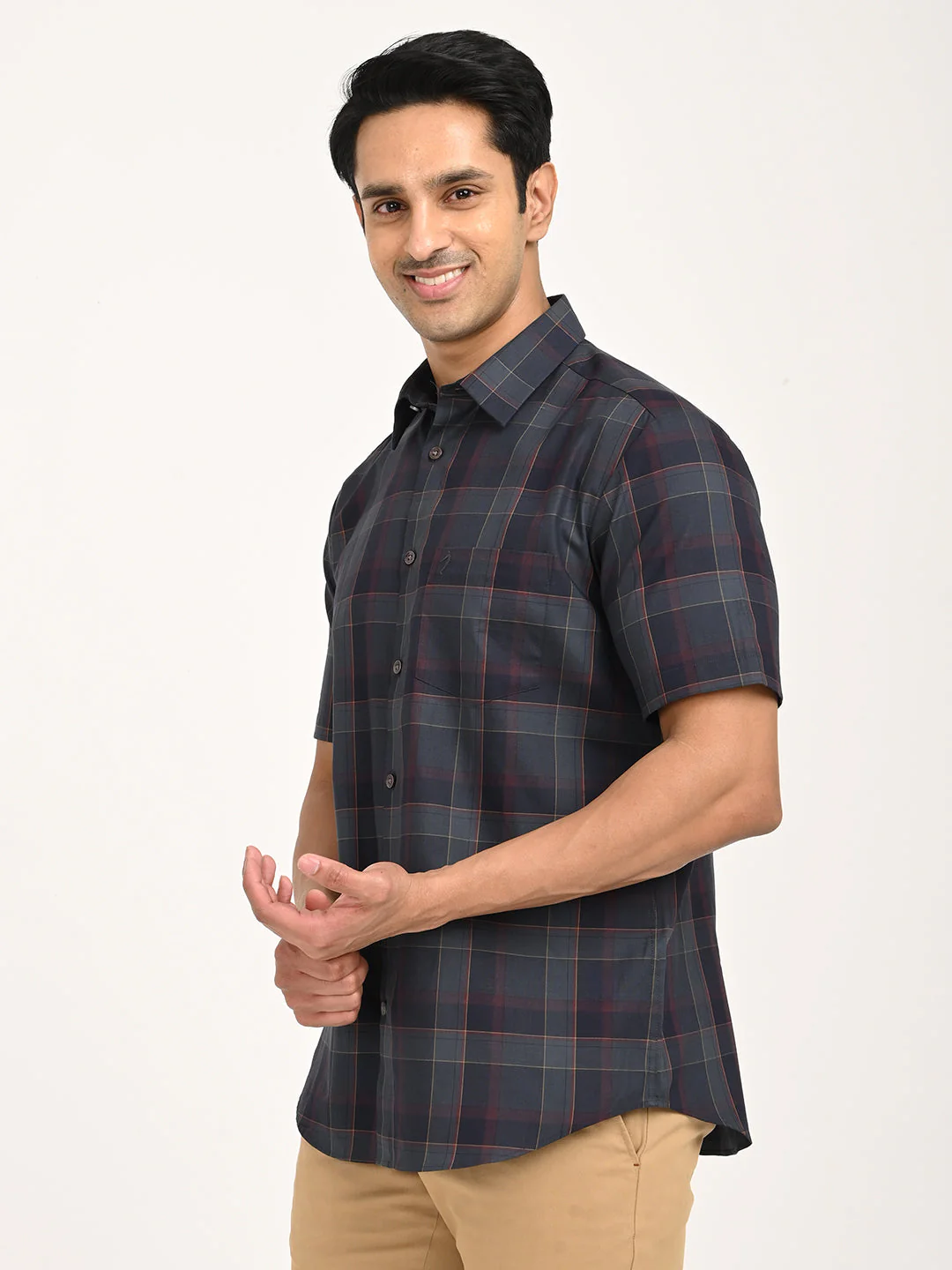 Men's Check Half Sleeve Cotton Shirt - Image 2