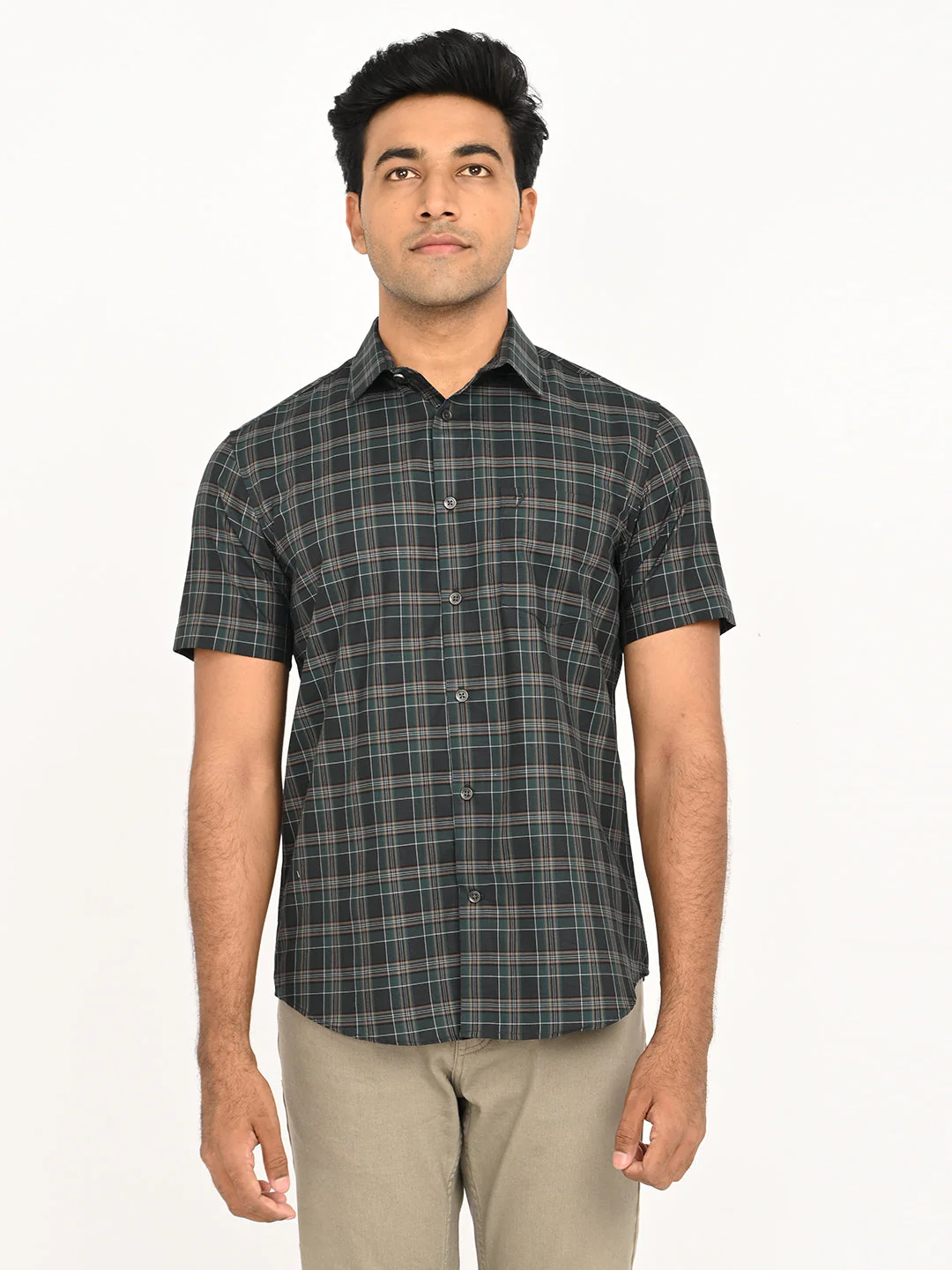 Men's Check Half Sleeve Cotton Shirt