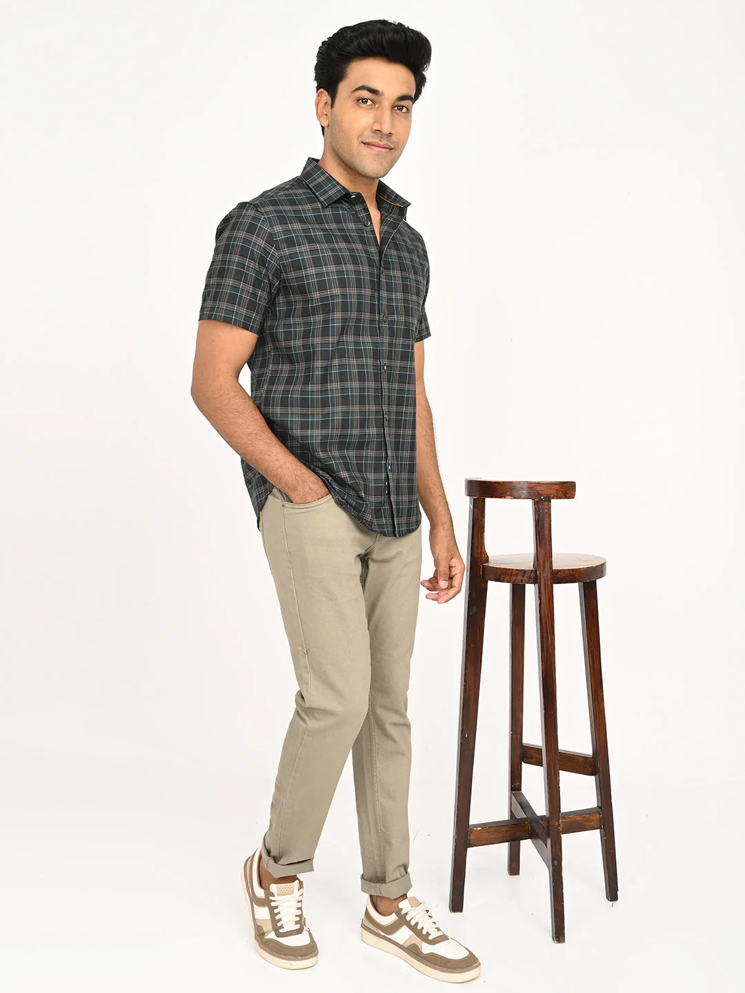 Men's Check Half Sleeve Cotton Shirt - Image 6