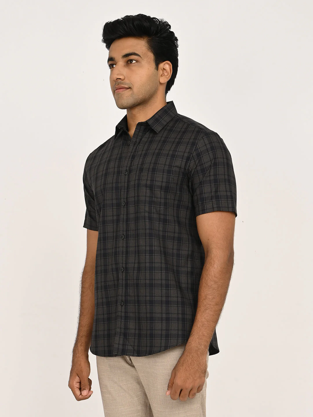 Men's Check Half Sleeve Cotton Shirt - Image 2