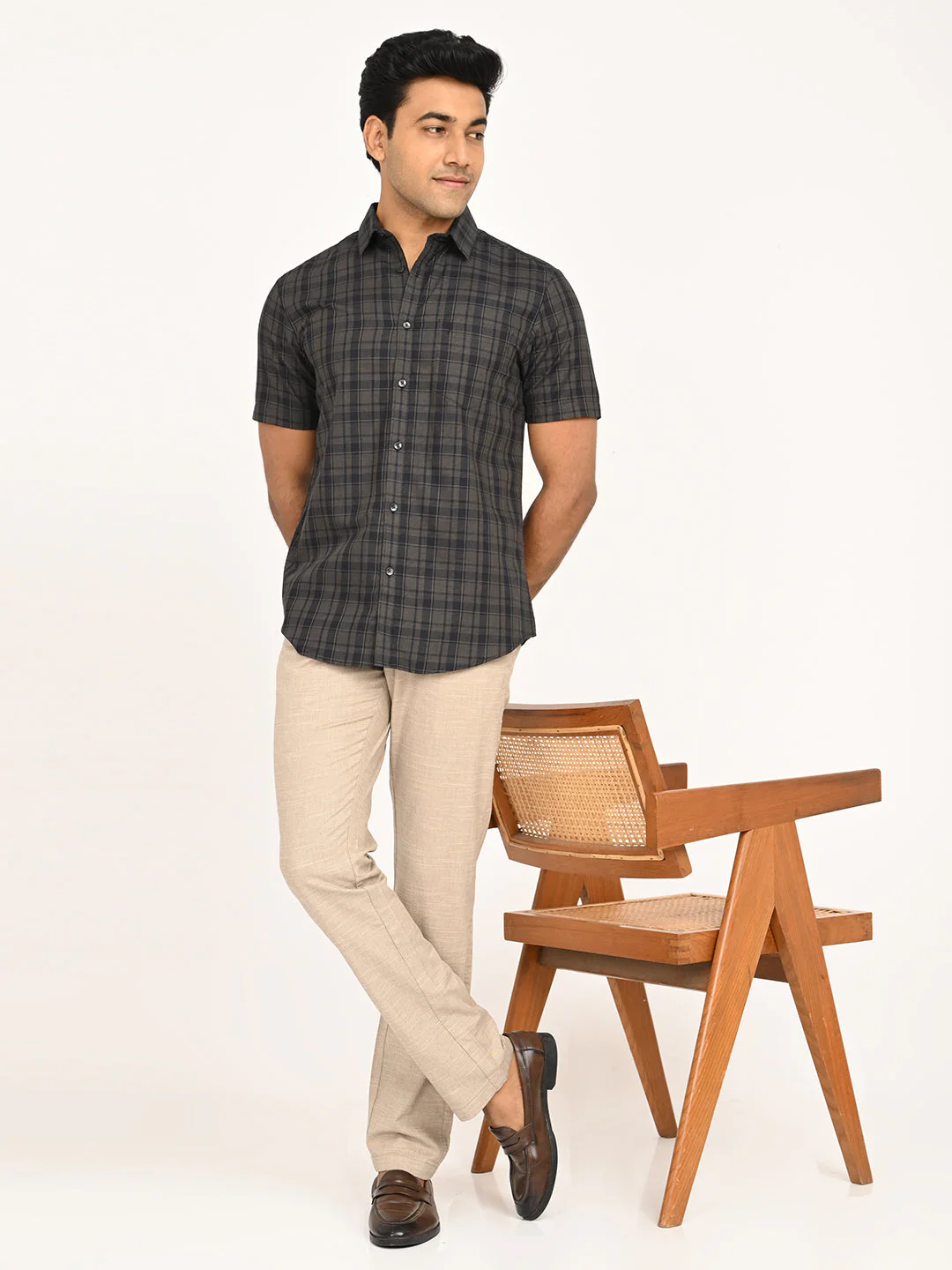 Men's Check Half Sleeve Cotton Shirt - Image 6