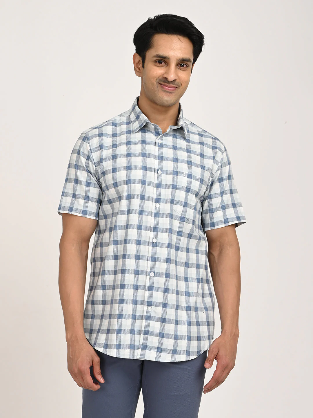 Men's Check Half Sleeve Cotton Shirt