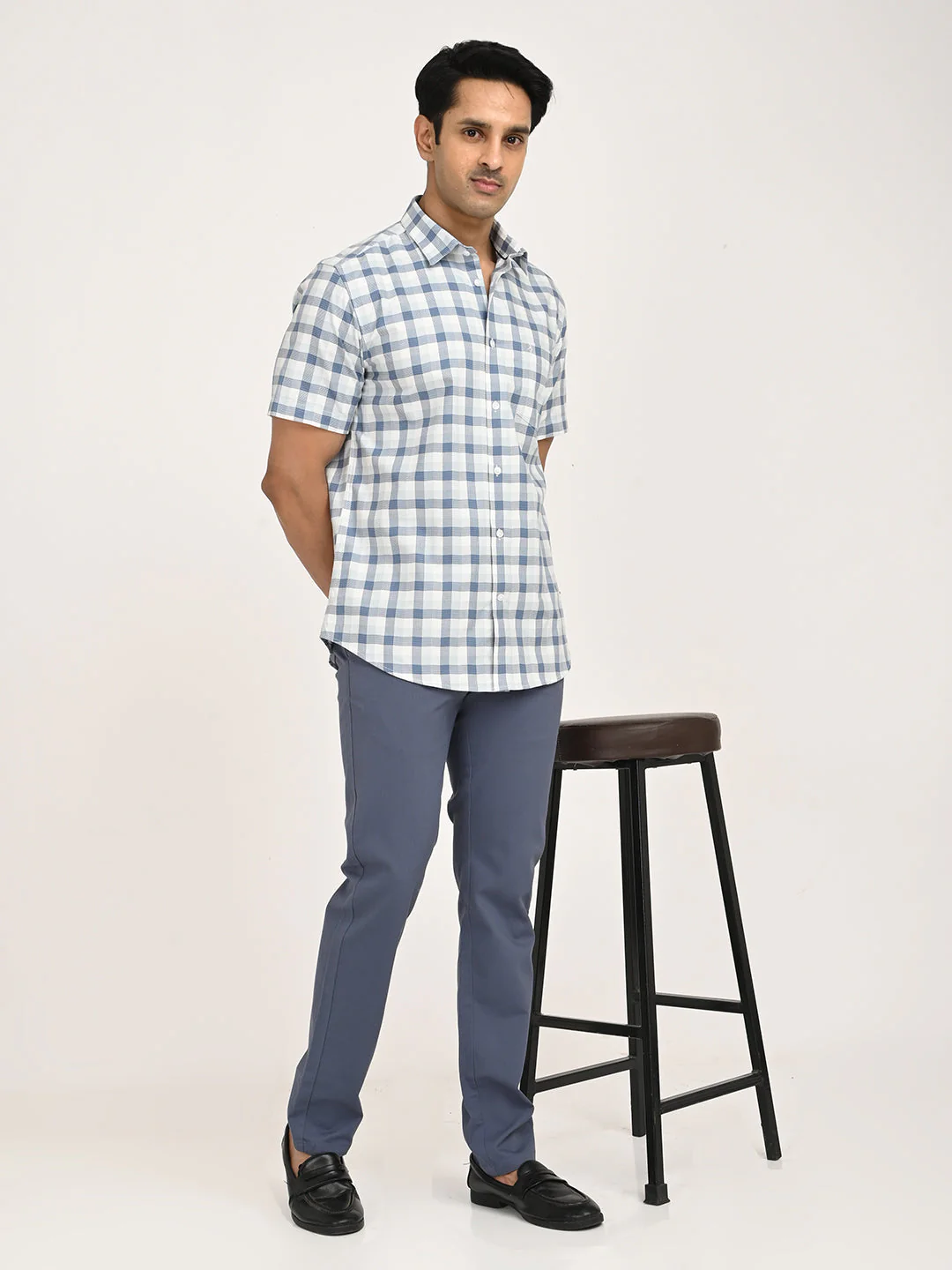 Men's Check Half Sleeve Cotton Shirt - Image 6