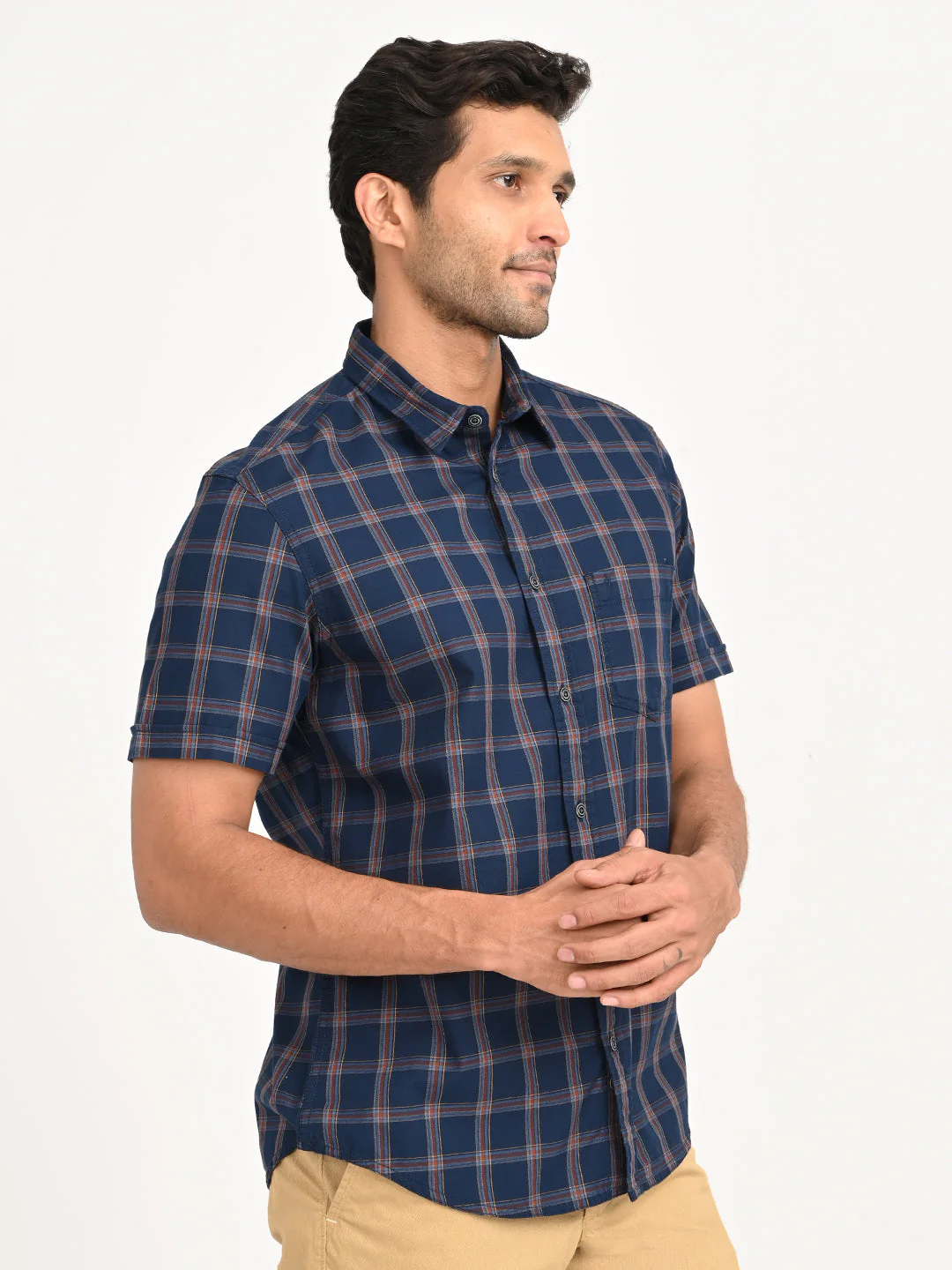 Men's Check Half Sleeve Cotton Shirt - Image 3