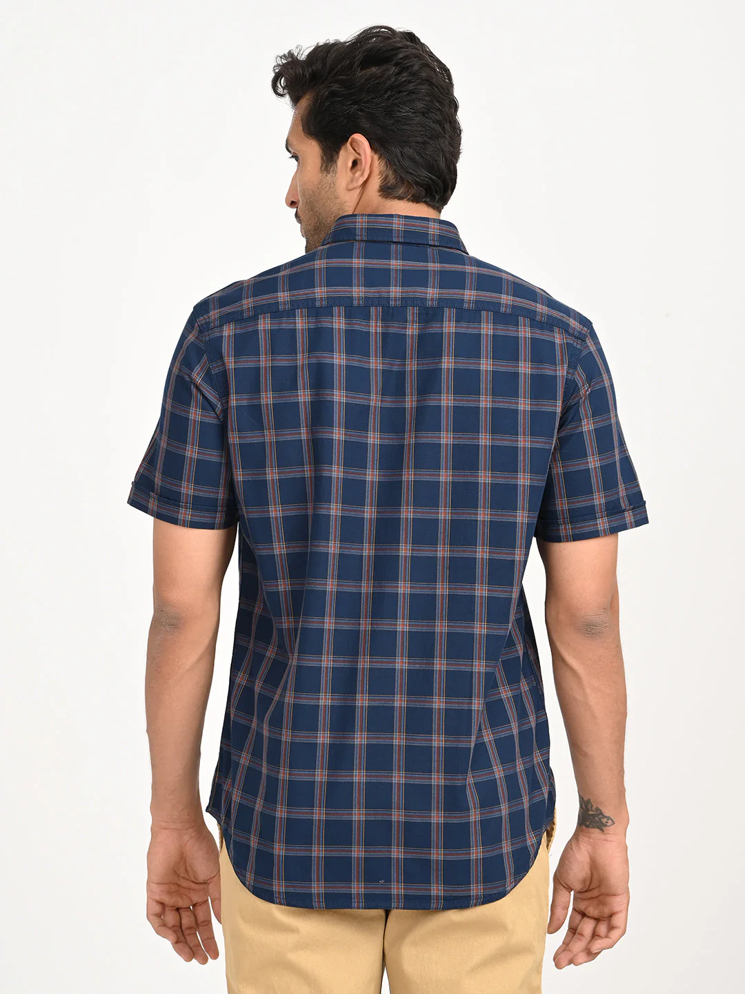 Men's Check Half Sleeve Cotton Shirt - Image 4