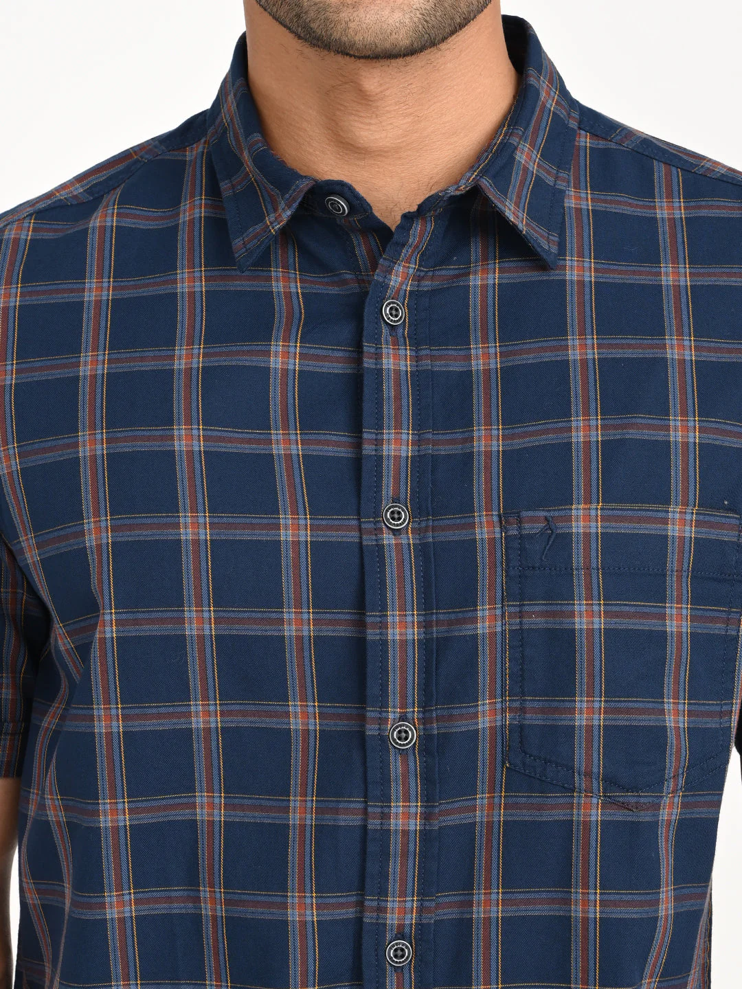 Men's Check Half Sleeve Cotton Shirt - Image 5