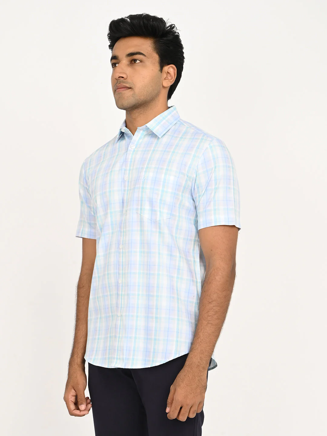 Men's Check Half Sleeve Cotton Shirt - Image 2