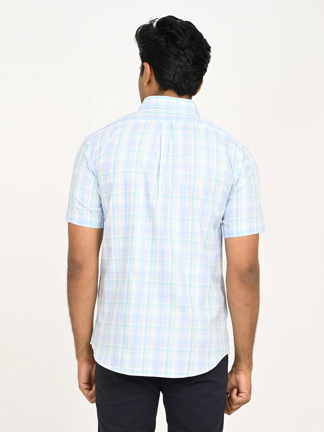 Men's Check Half Sleeve Cotton Shirt - Image 4
